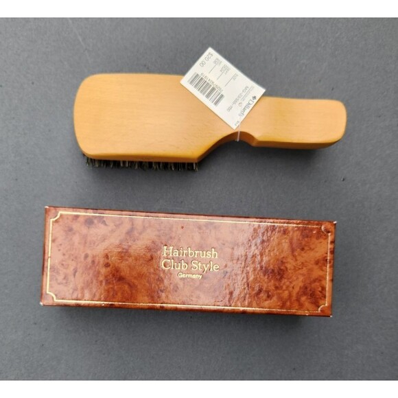 Club Style Bristle Hair Brush UNUSED With Box West Germany Wood Handle 7" - Picture 2 of 12